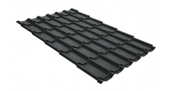Металлочерепица классик GL 0,5 GreenCoat Pural Matt RR 23 темно-серый (RAL 7024 мокрый асфальт) купить в Новой Ладоге
