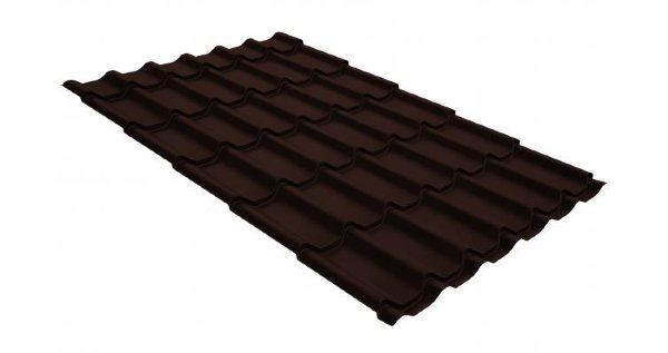 Металлочерепица классик GL 0,5 GreenCoat Pural Matt RR 887 шоколадно-коричневый (RAL 8017 шоколад) купить в Новой Ладоге