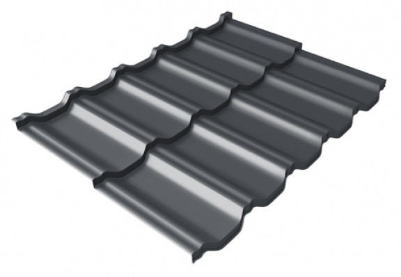 Металлочерепица модульная Квинта Uno Grand Line c 3D резом 0,5 Satin Мatt RAL 7024 мокрый асфальт купить в Новой Ладоге