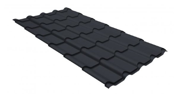 Металлочерепица камея GL 0,5 GreenCoat Pural RR 23 темно-серый (RAL 7024 мокрый асфальт) купить в Новой Ладоге