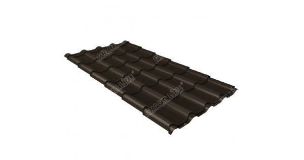 Металлочерепица камея GL 0,5 GreenCoat Pural RR 32 темно-коричневый (RAL 8019 серо-коричневый) купить в Новой Ладоге