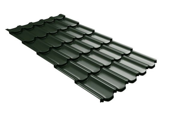 Металлочерепица квинта плюс с 3D резом 0,5 GreenСoat Pural Matt RR 11 темно-зеленый (RAL 6020 хромовая зелень) купить в Новой Ладоге