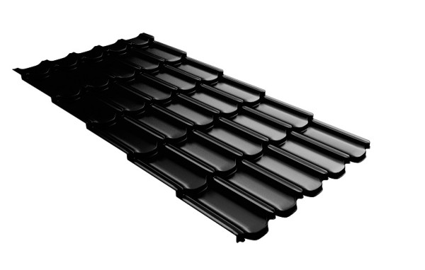 Металлочерепица квинта плюс с 3D резом 0,5 GreenСoat Pural Matt RR 33 черный (RAL 9005 черный) купить в Новой Ладоге