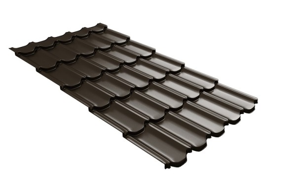 Металлочерепица квинта плюс с 3D резом 0,5 GreenСoat Pural RR 32 темно-коричневый (RAL 8019 серо-коричневый) купить в Новой Ладоге