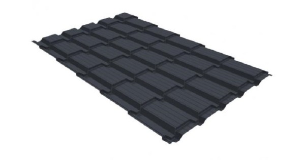 Металлочерепица GL квадро профи 0,5 GreenCoat Pural RR 23 темно-серый (RAL 7024) мокрый асфальт купить в Новой Ладоге