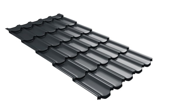 Металлочерепица квинта плюс с 3D резом 0,5 Satin RAL 7016 антрацитово-серый купить в Новой Ладоге