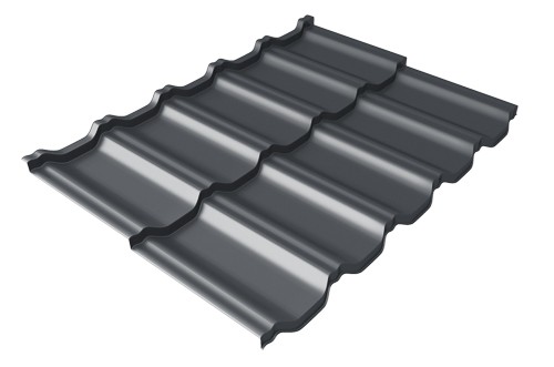 Металлочерепица модульная Квинта Uno Grand Line c 3D резом 0,45 Drap RAL 7024 мокрый асфальт купить в Новой Ладоге