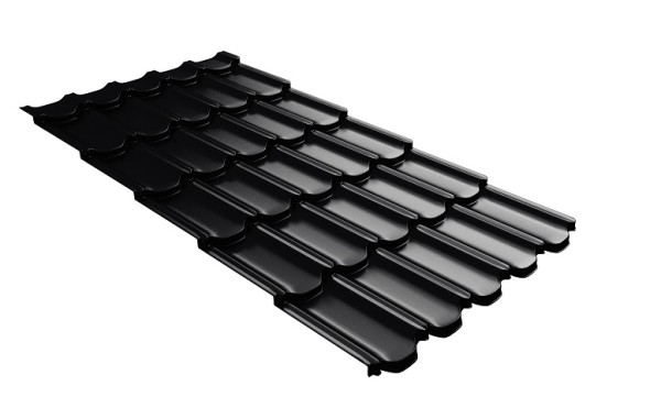 Металлочерепица квинта плюс с 3D резом 0,5 Satin Мatt RAL 9005 черный купить в Новой Ладоге