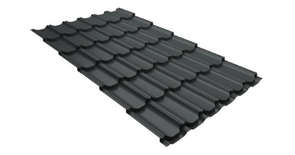 Металлочерепица квинта плюс 0,5 GreenCoat Pural RR 23 темно-серый (RAL 7024 мокрый асфальт) купить в Новой Ладоге
